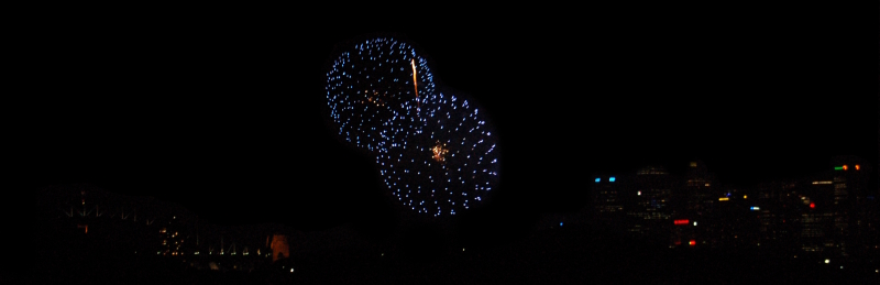 Blue and yellow fireworks