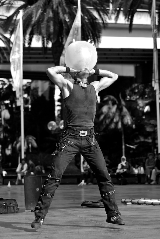Psycho Sam blowing up a glove Psycho Sam blowing up a glove