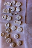 Clay pendants drying