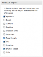 Select exif fields for each post