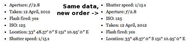 EXIF reordered