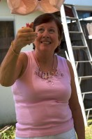 Mum trying the peg game