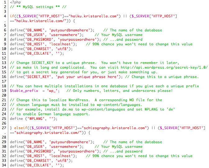 custom WP config file custom WP config file